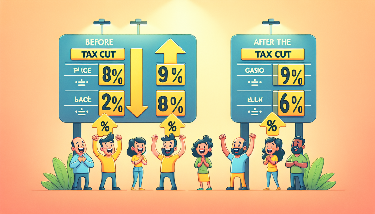 유류세 인하 전후 주유 가격 비교를 보여주는 친근한 카툰 일러스트