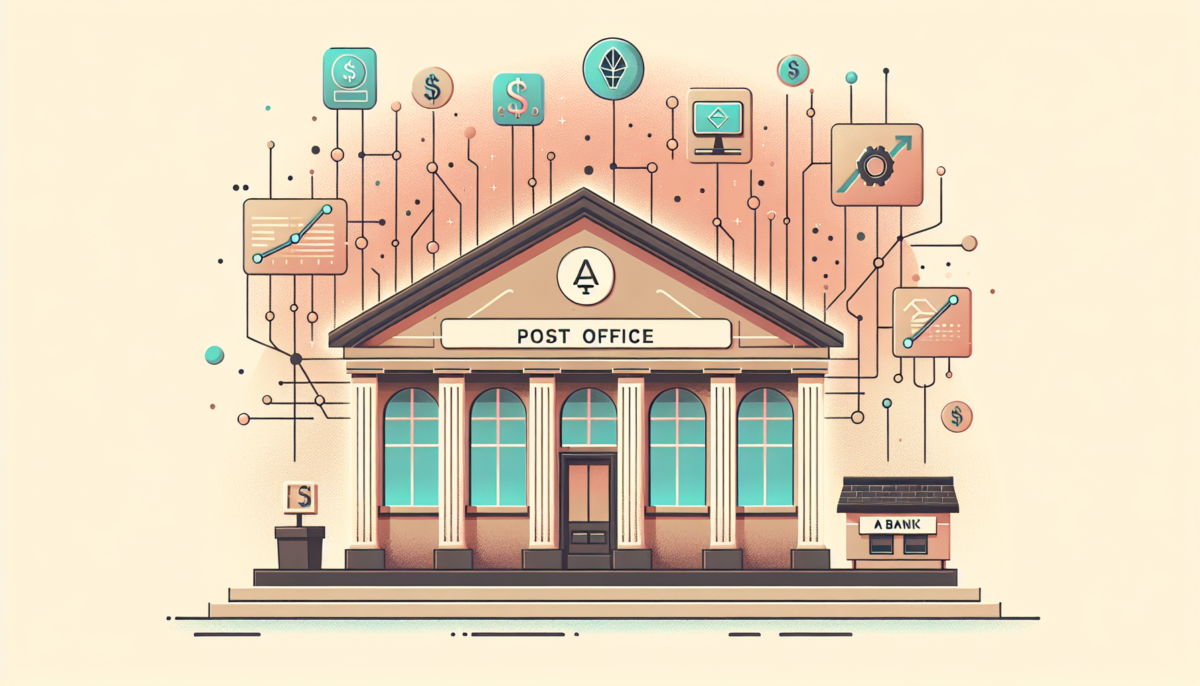 우체국 대출과 AI 금리 인하 서비스를 나타내는 일러스트 - 디지털 금융 혁신