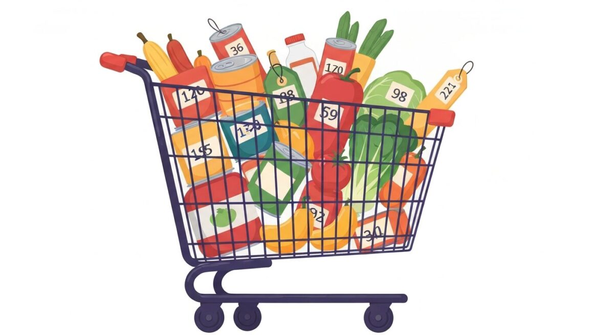물가 상승으로 가득 찬 쇼핑 카트 이미지