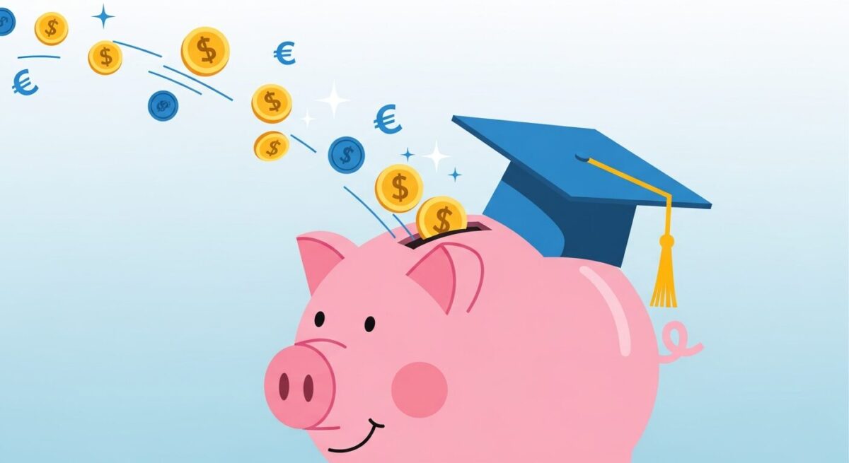 부모급여를 자녀 학자금으로 불리는 투자의 중요성을 보여주는 돼지 저금통 일러스트.