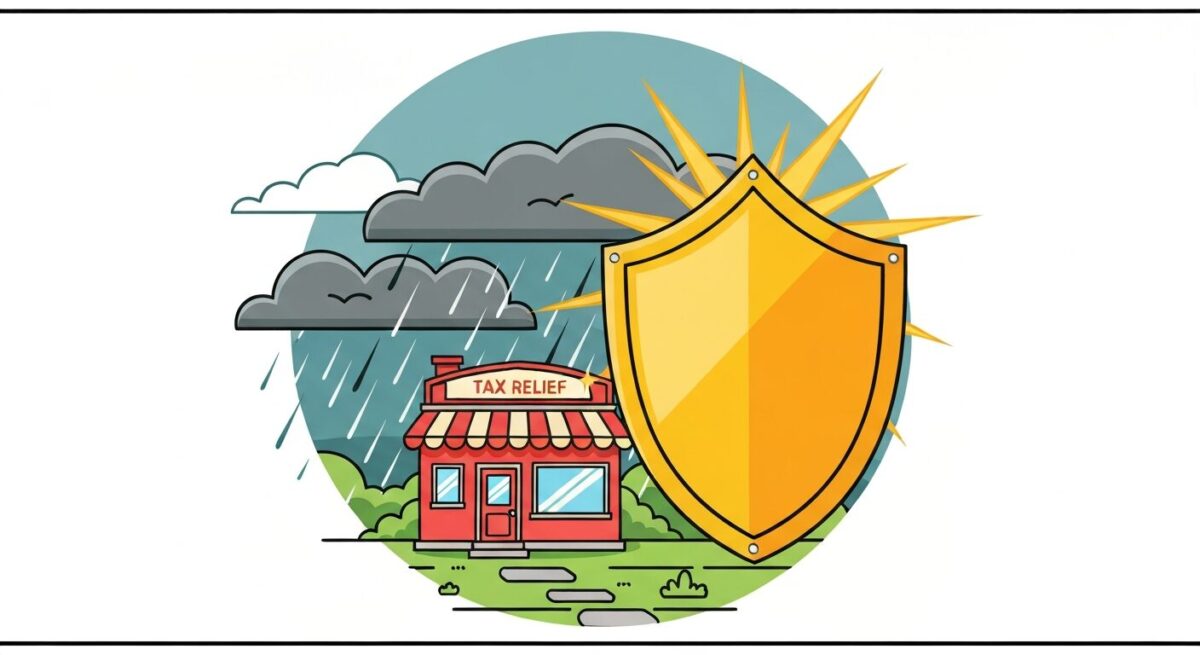 소상공인 세금 감면 혜택을 상징하는 플랫 일러스트