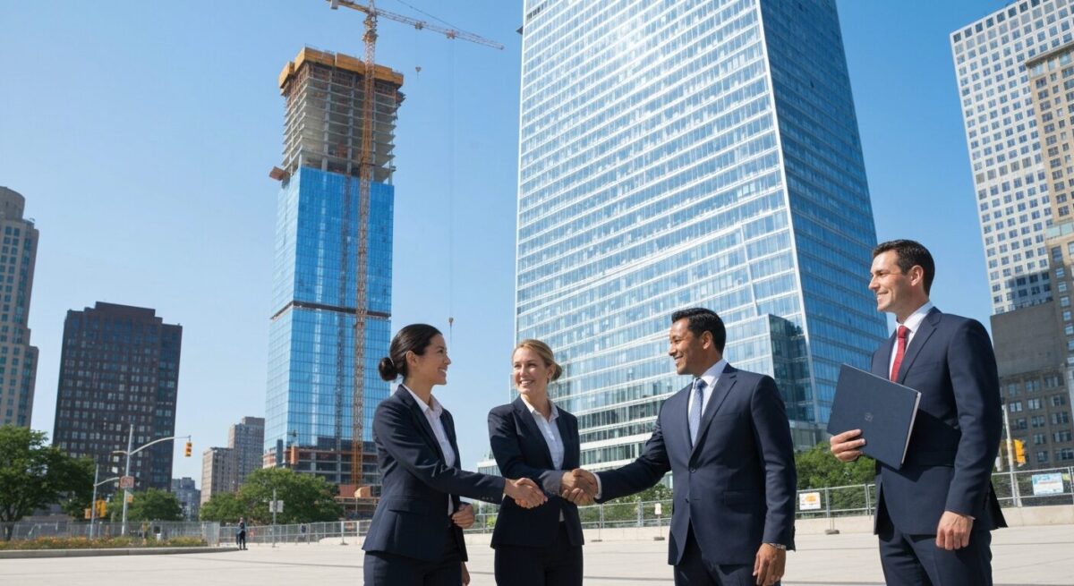 미국 건설 시장 투자 계약 체결 이미지