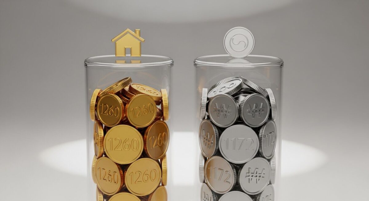 아파트 상속과 현금 상속 후 자녀의 최종 순자산을 비교하는 3D 막대 그래프. 아파트를 상속했을 때의 자산을 나타내는 막대가 현금 상속의 경우보다 더 높게 표시되어 있다.