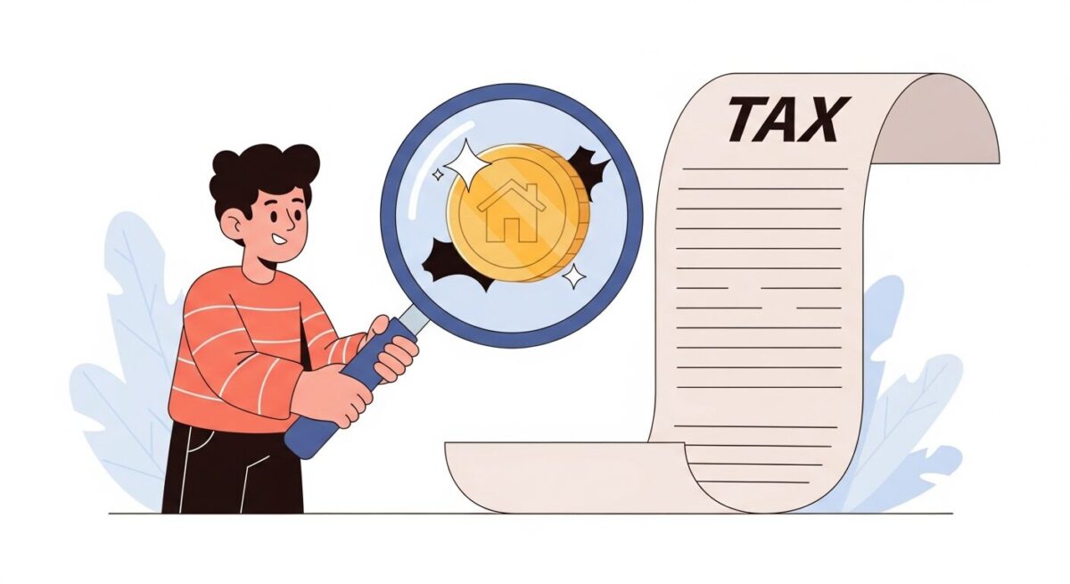 생애최초 주택 구매 시 취득세 감면 조건 등 세금 혜택을 꼼꼼히 확인하여 절세하는 모습.